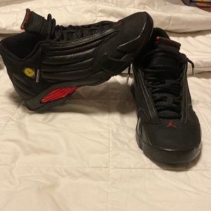 Jordan 14 last shots with original silver tip laces.